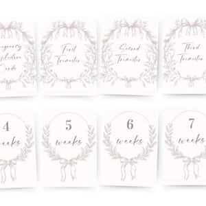 Cartes florales vintage d'étape importante de la grossesse | Accessoires photo hebdomadaires et mensuels | Souvenir de maternité élégant | Premier coup de pied, échographie et plus encore