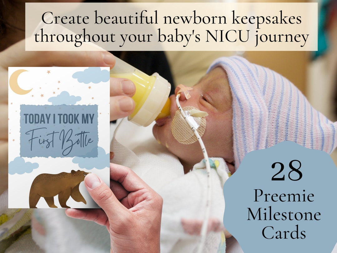 NICU Milestone Cards Baby Bear Printable Preemie Baby - Etsy