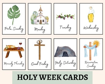 Holy Week Cards | Christian Easter Basket | Easter Story Cards | Holy Week Printable | Christian Easter Advent | Faith Gift | Sunday School
