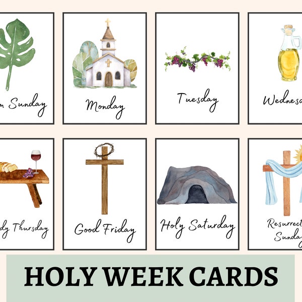 Holy Week Cards | Christian Easter Basket | Easter Story Cards | Holy Week Printable | Christian Easter Advent | Faith Gift | Sunday School