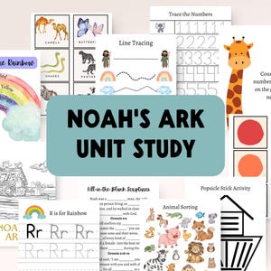 Noah’s Ark Bible Unit Homeschool | Christian Bible Lesson | Kids Bible Study Printables | Sunday School | Preschool Bible Curriculum
