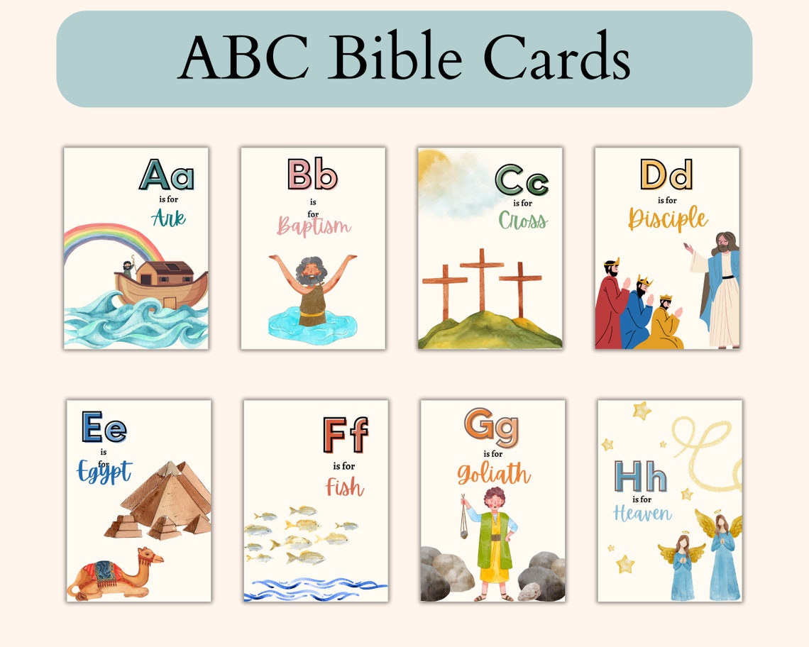 Bible Flash Cards for Kids Printable Bible Activity ABC Bible Verse Cards Christian Preschool
