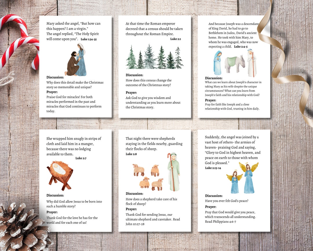 Advent Scripture Cards for Kids Printable Christmas Story Cards ...