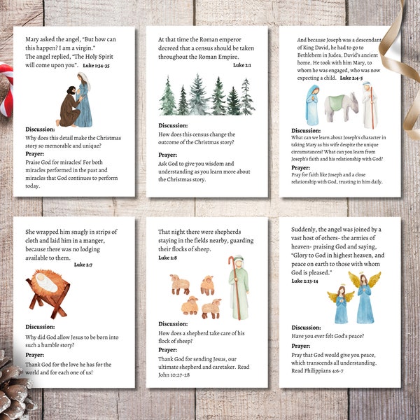 Advent Scripture Cards for Kids | Printable Christmas Story Cards | Nativity Advent Calendar | Kids Scripture Devotions | Bible Cards