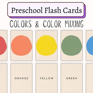 Schede didattiche per bambini piccoli con i colori dell'arcobaleno / Educazione alla miscelazione dei colori Montessori / Unità di studio sui colori dell'arcobaleno / Schede stampabili per la scuola materna