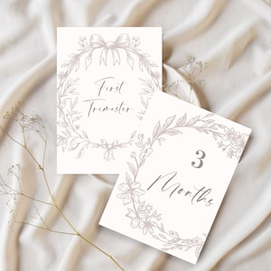 Cartes florales vintage d'étape importante de la grossesse | Accessoires photo hebdomadaires et mensuels | Souvenir de maternité élégant | Premier coup de pied, échographie et plus encore