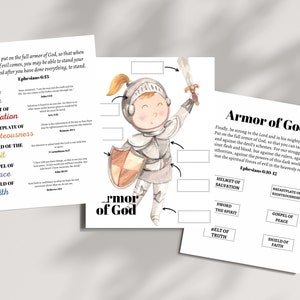 Armor of God Unit Study | Bible Busy Book Printable | Christian Preschool Kids Activity Pages | Sunday School Lesson | Ephesians