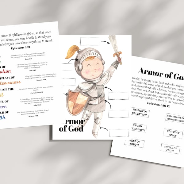 Armor of God Unit Study | Bible Busy Book Printable | Christian Kids Activity Pages | Sunday School Lesson | Preschool Learning | Ephesians