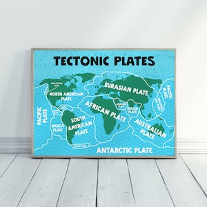 Tectonic Plates World Map Poster | Earth Science Classroom Wall Art ...