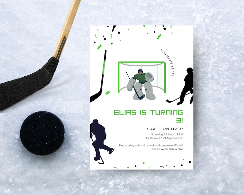 Hockey Birthday Invitation Template Printable Hockey Party Invitation ...