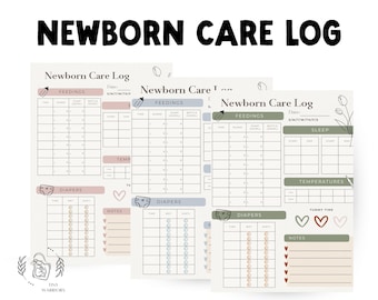 Neugeborenen Baby Pflege Log Printable | Säuglings-Windel- & Fütterungs-Tracker | Baby Tagesablauf Tabelle | Schwangerschafts-Planer | Bearbeitbarer Säuglingszeitplan