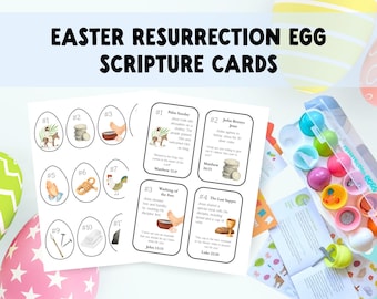 Religious Easter Story Cards for Resurrection Eggs- Christian Printable for Holy Week Countdown | Kids Scripture Cards Printable