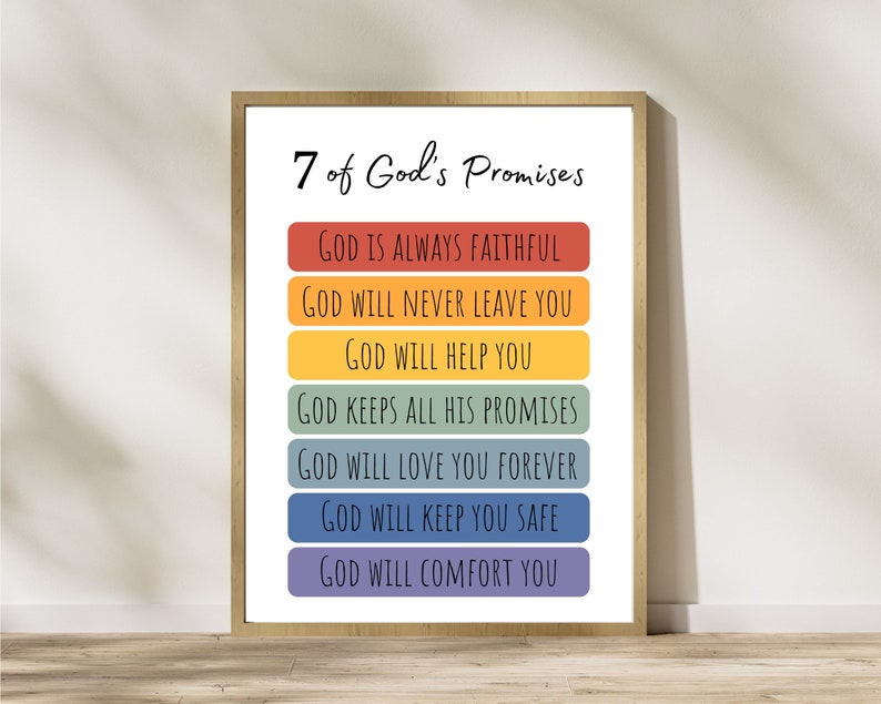 7 of Gods Promises Christian Scripture Poster Kids Bible Verse Wall Art ...