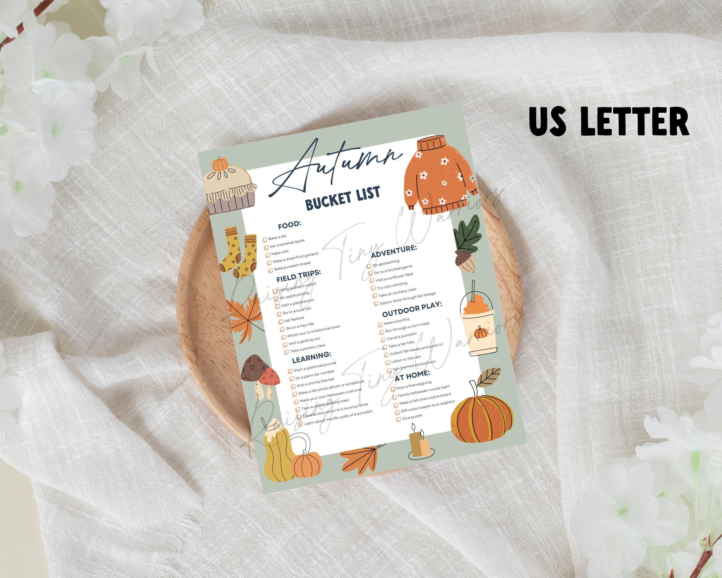 Kids Autumn Bucket List Printable | Fall Activity Checklist & to Do ...