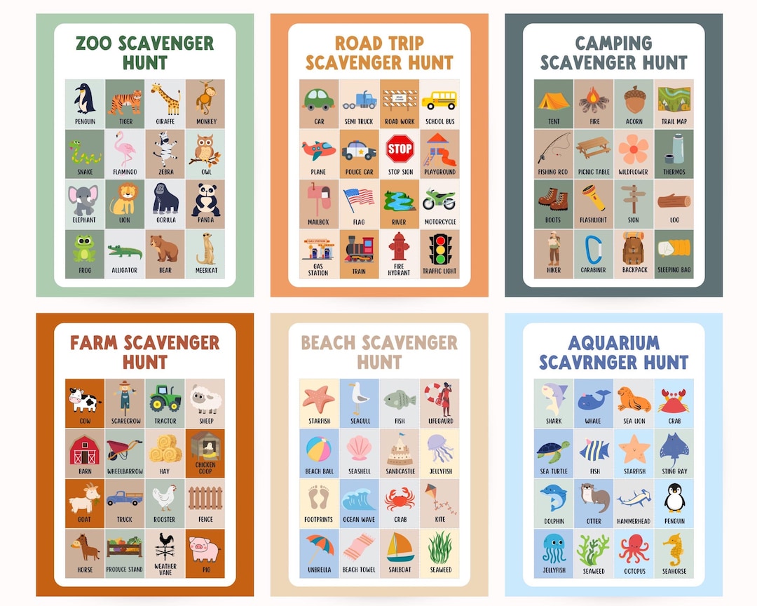 Kids Scavenger Hunt Printable Bundle for Field Trips | Outdoor Nature ...