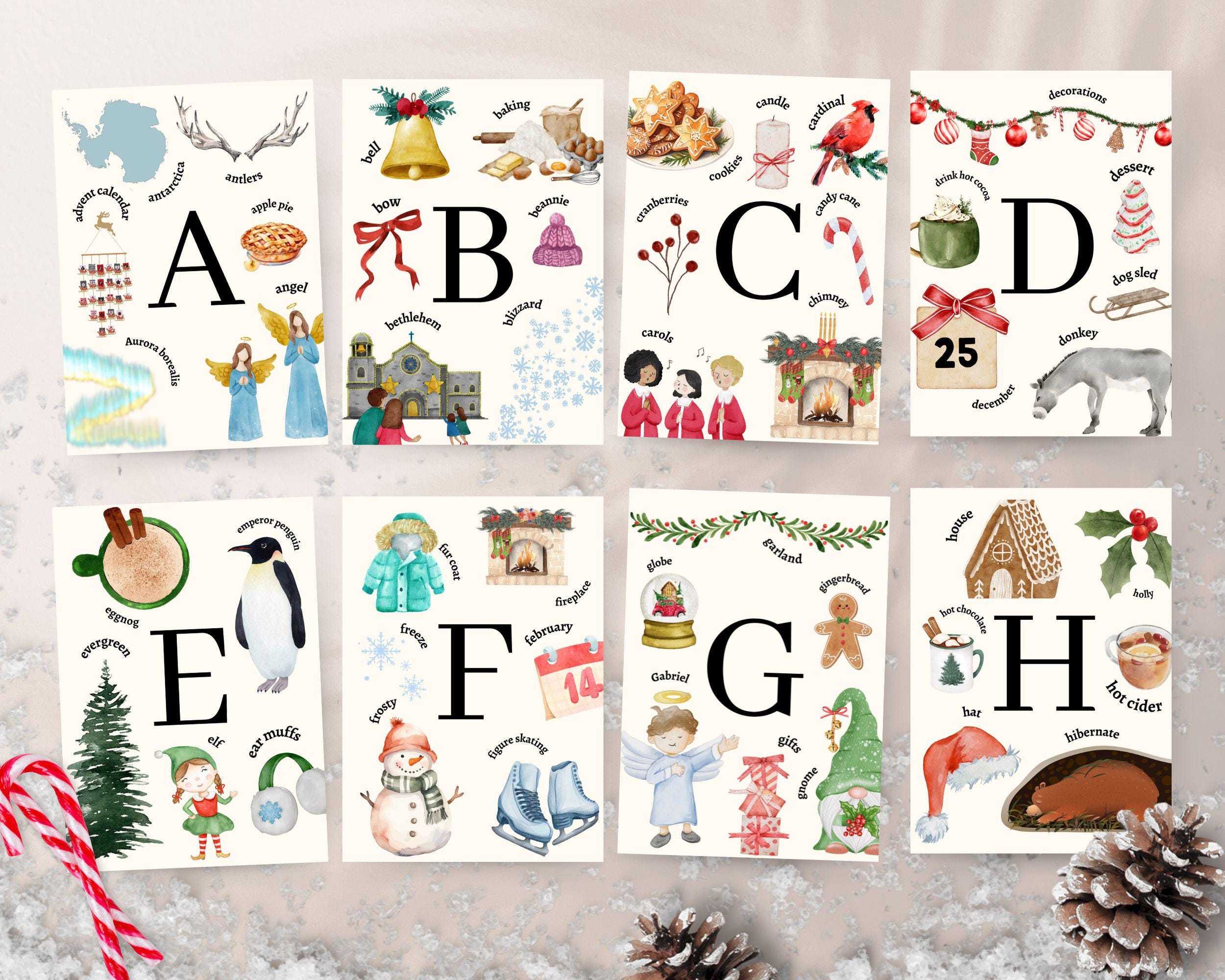 Winter Alphabet Cards: Printable Christmas ABC for Nature Study