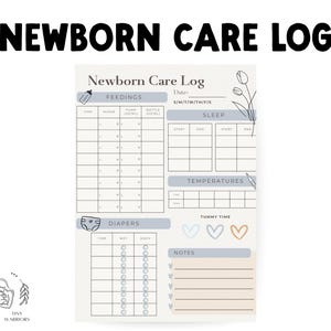 Registro di cura del neonato stampabile / Modello Canva per registro e monitoraggio del bambino / Travaglio e parto / Monitoraggio della cura del neonato / Modello per doula post-partum