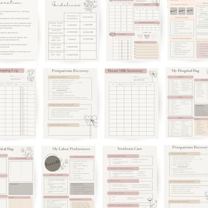 Newborn Essentials Mega Bundle | Birth Plan, Pumping Log, Hospital Bag Checklist, Pregnancy Planner, Breastmilk Inventory (Canva Template)