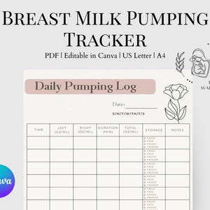 Baby Breast Milk Pumping Log for Exclusive Pumping & Breastfeeding | Pumping Schedule Chart | Milk Donation Tracker | Daily Breastmilk Log