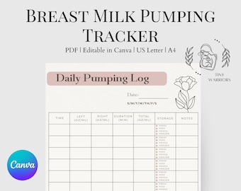 Baby Breast Milk Pumping Log for Exclusive Pumping & Breastfeeding | Pumping Schedule Chart | Milk Donation Tracker | Daily Breastmilk Log