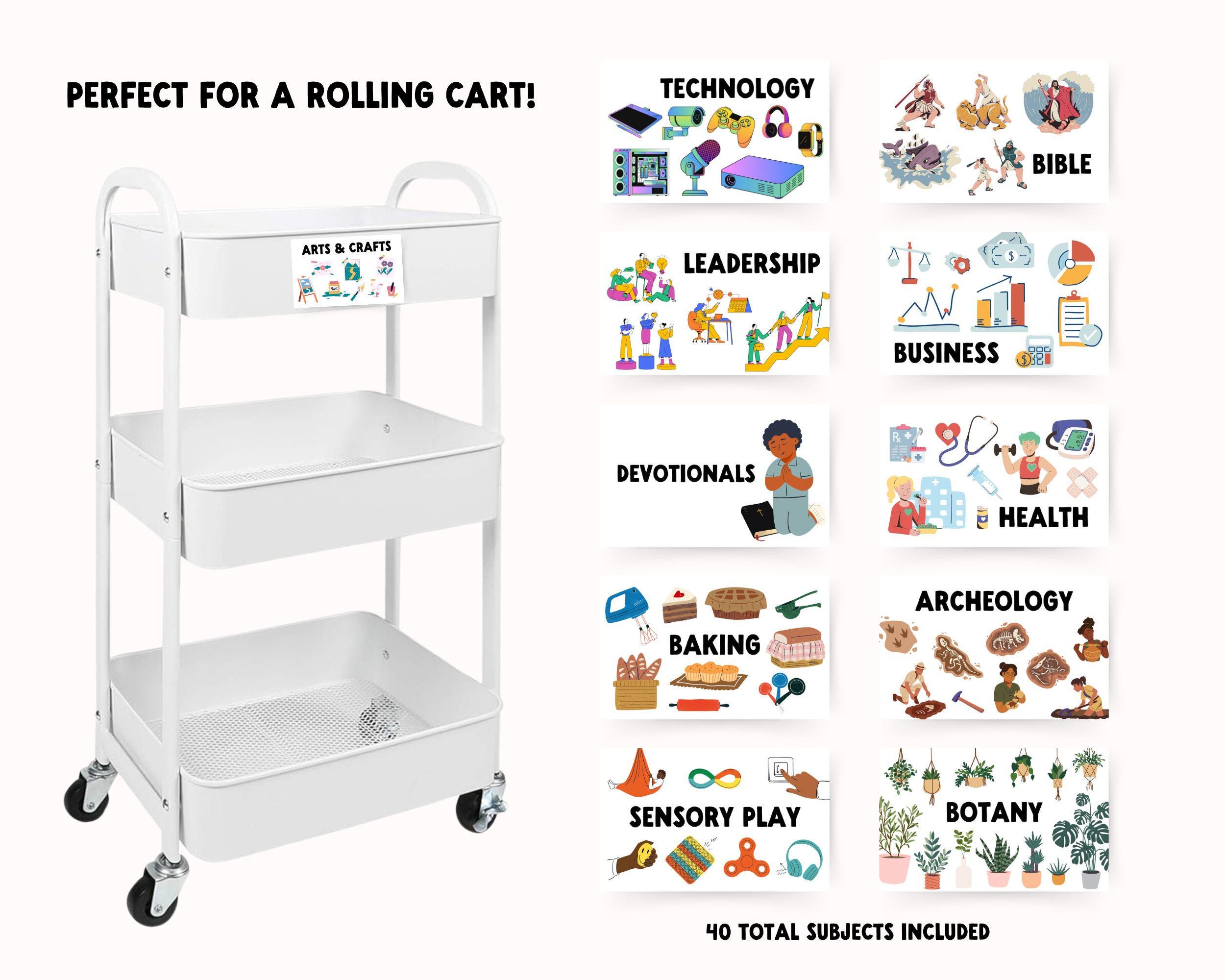 Colorful School Subject Labels for Classroom Storage Bins & Rolling ...
