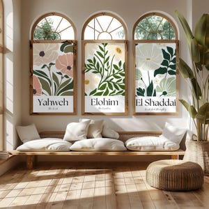 Hebrew Names of God Prints | Flower Christian Wall Art Set of 9 | Bible ...