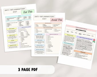 Anti Inflammatory Diet Checklist, Food List, Healthy Eating & Nutrition Guide (Printable PDF) | Diabetic Meal Plan