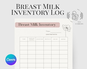Breastmilk Inventory Tracker Printable | Storage Log Sheet for Pumping Moms | Baby Feeding Planner Gift
