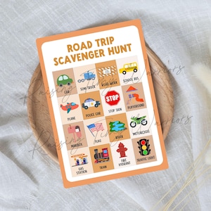 Autoroadtrip-speurtocht | Schermvrije zomeractiviteit voor kinderen | Afdrukbare excursieplanning | Kinderspel voor roadtrip | Kleuterschool