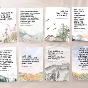 Gottes Liebe Natur Schrift Bibel Vers Karten | Positive tägliche Affirmationen | Aquarell Andachtskarten | Christliche religiöse Geschenkidee