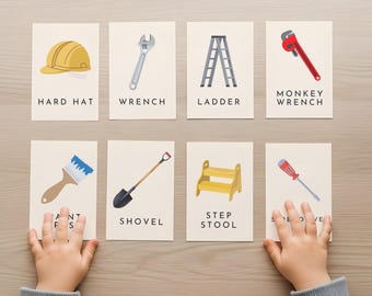 Montessori Tools Learning Pack: Toddler Construction Flashcards | Preschool Activity Set for Teaching Practical Life Skills