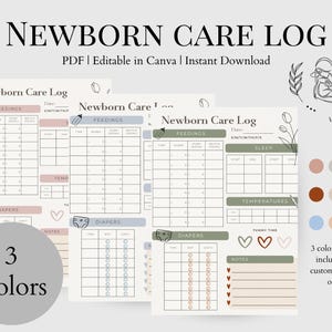 Registro di cura del neonato / Modello modificabile / Monitoraggio dell'allattamento / Regalo per future mamme / Pianificatore di gravidanza / Opuscolo per la doula post-partum