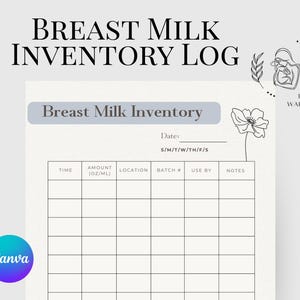 Breastmilk Inventory Printable Tracker | Breastmilk Storage Log | Breastfeeding Pumping Sheet | Expecting Mom Gift | Birth Doula Handout