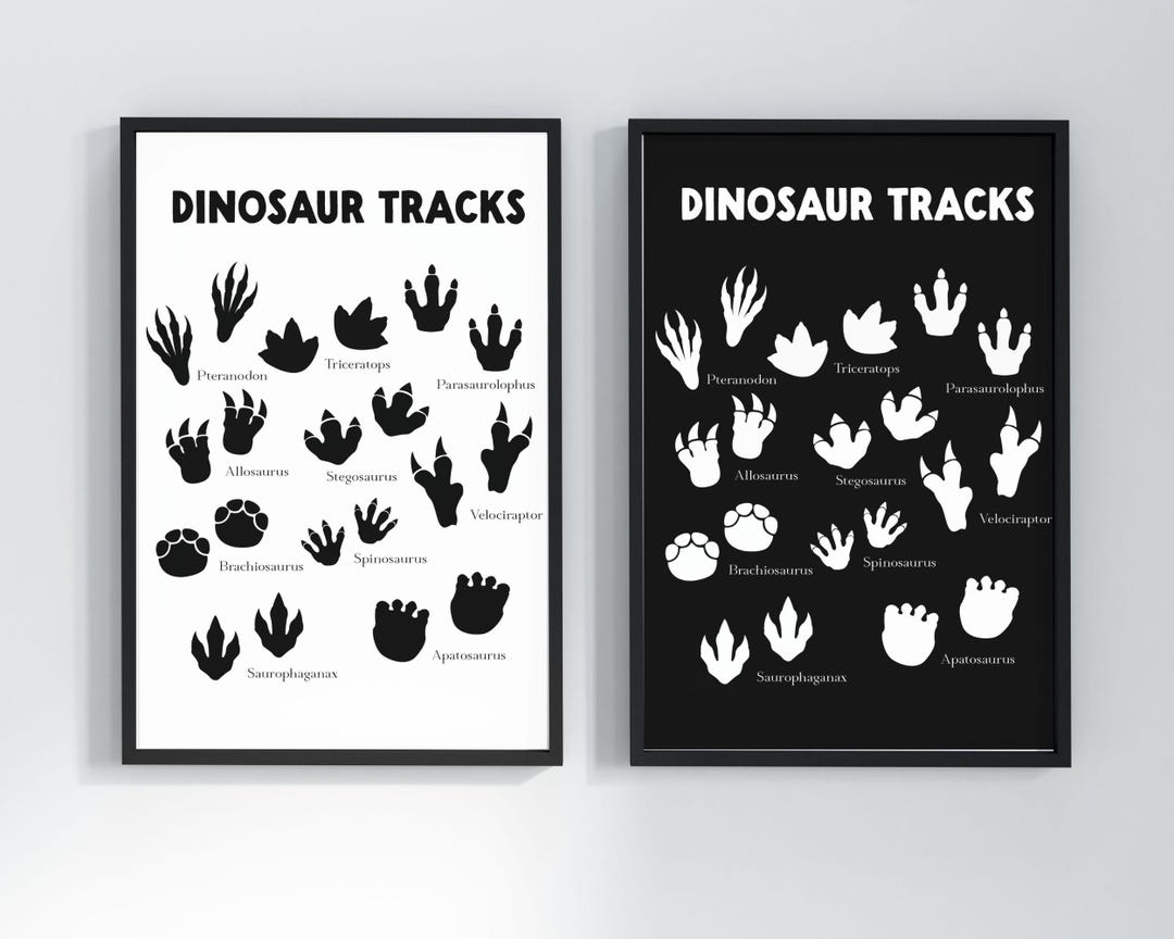 Educational Dinosaur Tracks Wall Art: Prehistoric Jurassic