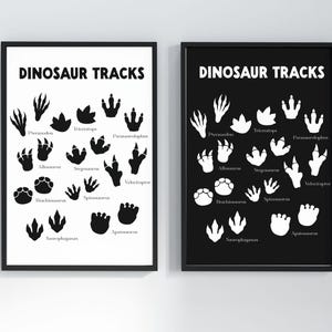 Dinosaur Tracks Wall Art for Kids Room or Playroom, Dinosaur Nursery Print, Educational Dinosaur Footprints Poster, Dino Boys Bedroom Decor