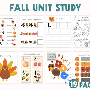 Fall Unit Study Homeschool Curriculum | Educational Activities for Preschool | Thanksgiving Worksheets | Autumn Preschool Activity Pack