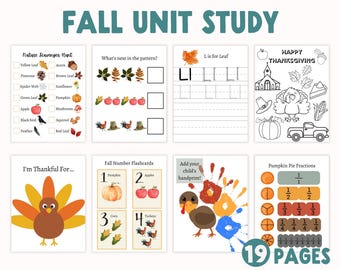 Fall Thanksgiving Preschool Unit Study | Educational Activities Bundle (Digital Download)