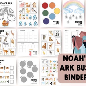 Noah’s Ark Bible Busy Book Printable | Christian Busy Binder | Sunday School Lesson | Preschool Learning | 7 Noah’s Ark Activities for Kids