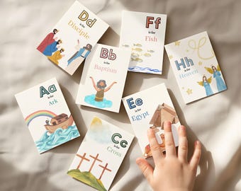 Alphabet Bible Flashcards | Christian Preschool Curriculum | ABC Sunday School Lesson for Kids (Digital Download) | Kids Scripture Cards