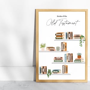 Books of the Old Testament Christian Art Print | Bible Verse Wall Art | Church Classroom Decor | Books of the Bible Sunday School Lessons
