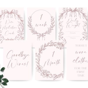 Cartes d'étapes de l'USIN à imprimer | noeud rose vintage | Accessoires photo bébé fille prématurée | Souvenir de bébé à l'USIN | Signes bébé pour l'hôpital