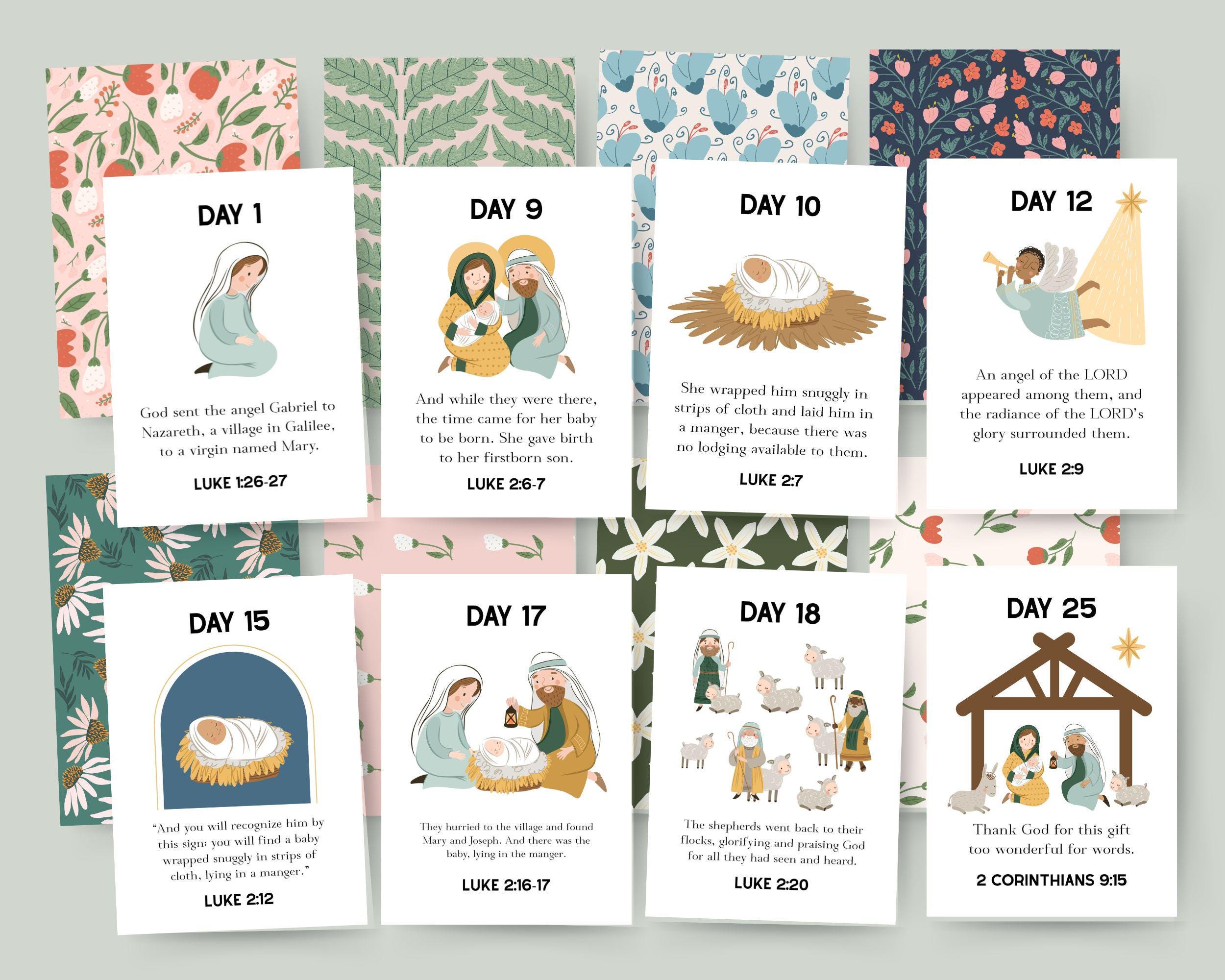 Christmas Story Advent Cards, Printable Nativity Flashcards for Kids ...