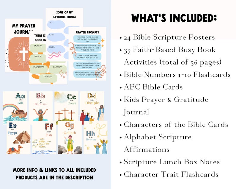 Printable Christian preschool Bible curriculum bundle with engaging faith-based posters and learning cards.