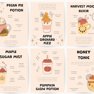 Herfstdrankjes Modderkeuken Receptkaarten | Speelprintables herfstfeeën voor kinderen | Set fantasiespeldrankjes herfst | Zintuiglijk spel in de herfst