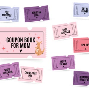 Couponbuch für Mama | Personalisierte Mutter-Tagesandenken | Benutzerdefinierte Geschenkidee zum 1. Jahrestag | Self-Care-Paket für Sie | Datum Idee