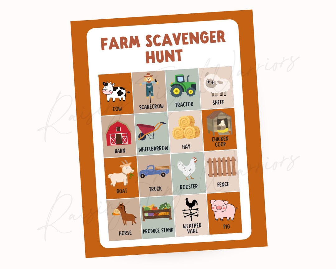 Farm Field Trip Printable Game | Farm Scavenger Hunt for Kids ...