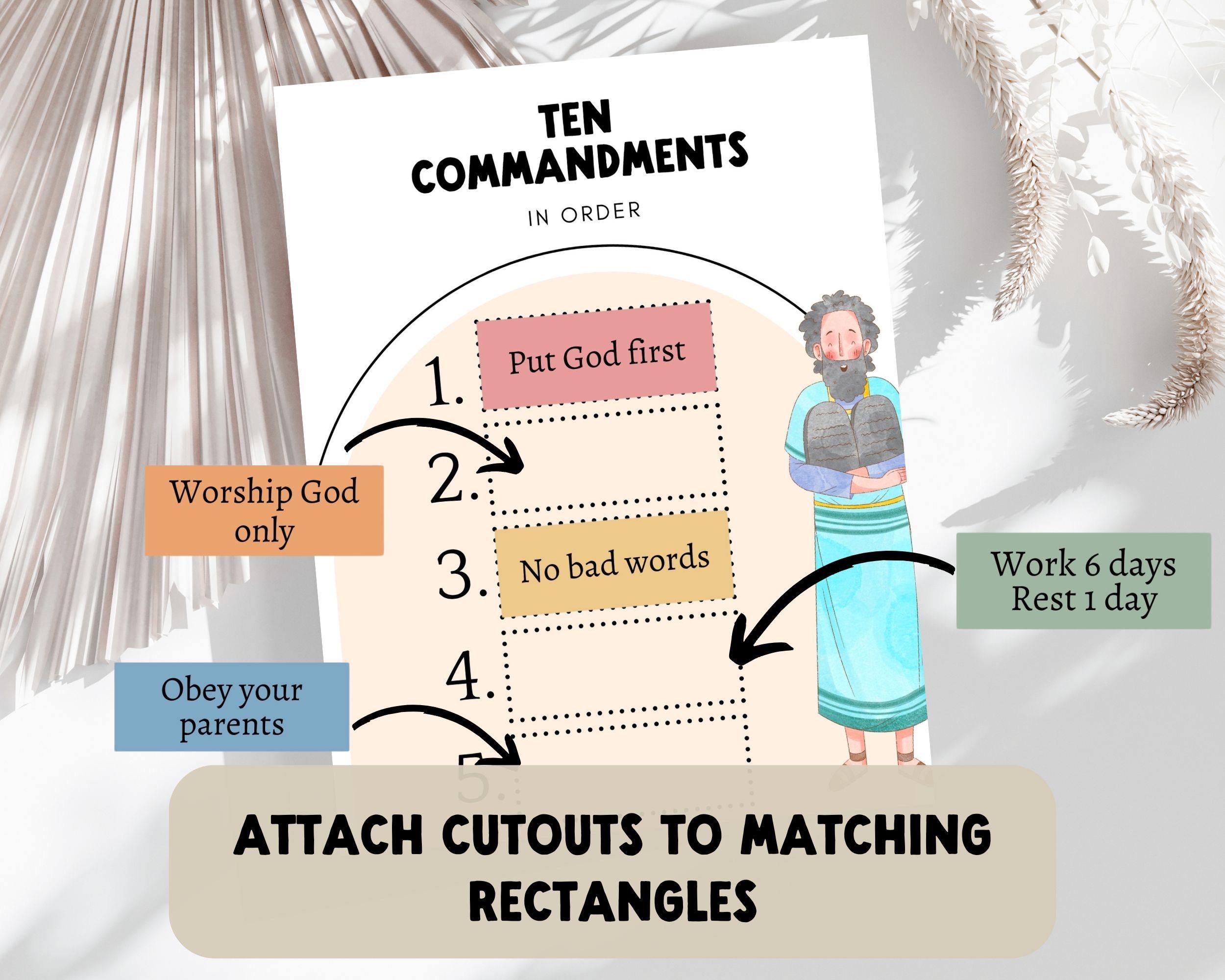 Ten Commandments Matching Game Printable | Toddler Busy Book Worksheet ...