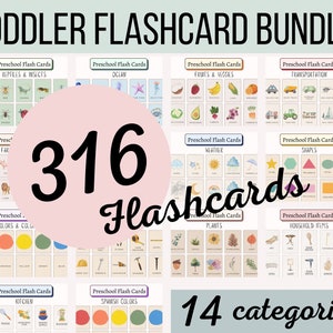 Mega paquete de tarjetas didácticas para niños pequeños / 316 tarjetas Montessori / Tarjetas de comunicación de vocabulario preescolar / Primeras palabras del bebé: animales, formas y colores