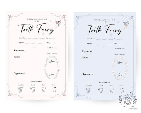 Printable Tooth Fairy Letter | First Lost Tooth Certificate Keepsake | Kids Custom Note for Toothfairy