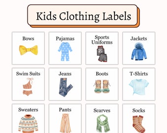 Kids Clothing Labels Printable | Montessori Visual Pictures for Kids Closet Drawer Labels | Daily Routine Cards | Kids Storage Organization